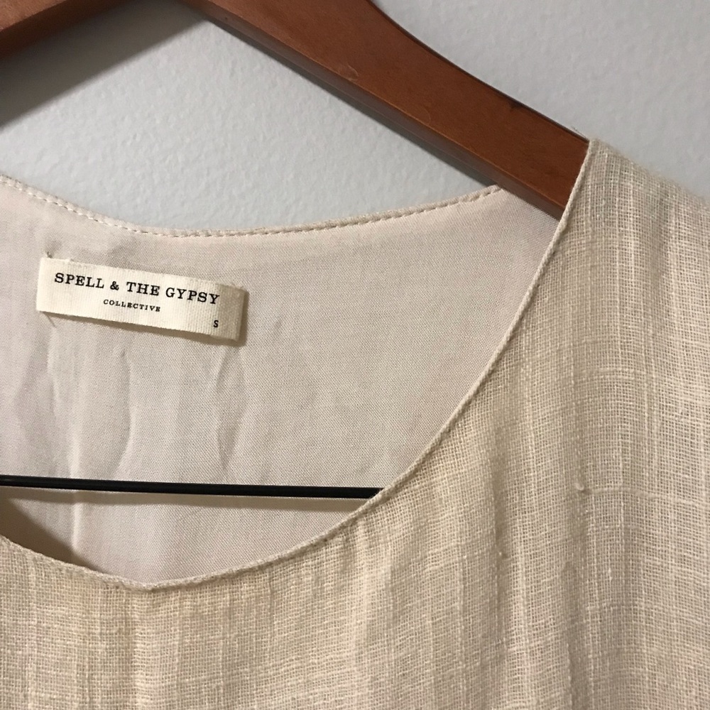Spell Tan Mini Dress with Cream Details - Picture 5 of 8